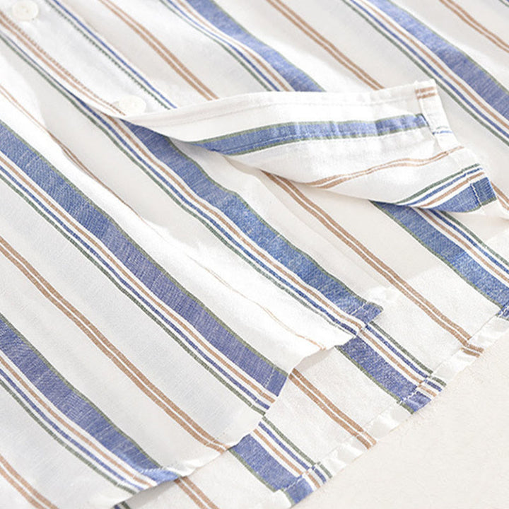 Camisa de algodón para hombre con Buddha Stones otoñales, bolsillos decorativos, botones, manga larga, manga tres cuartos y manga corta - image 8