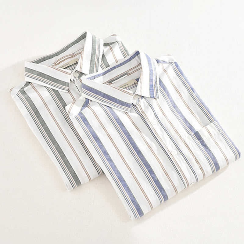 Camisa de algodón para hombre con Buddha Stones otoñales, bolsillos decorativos, botones, manga larga, manga tres cuartos y manga corta - image 18