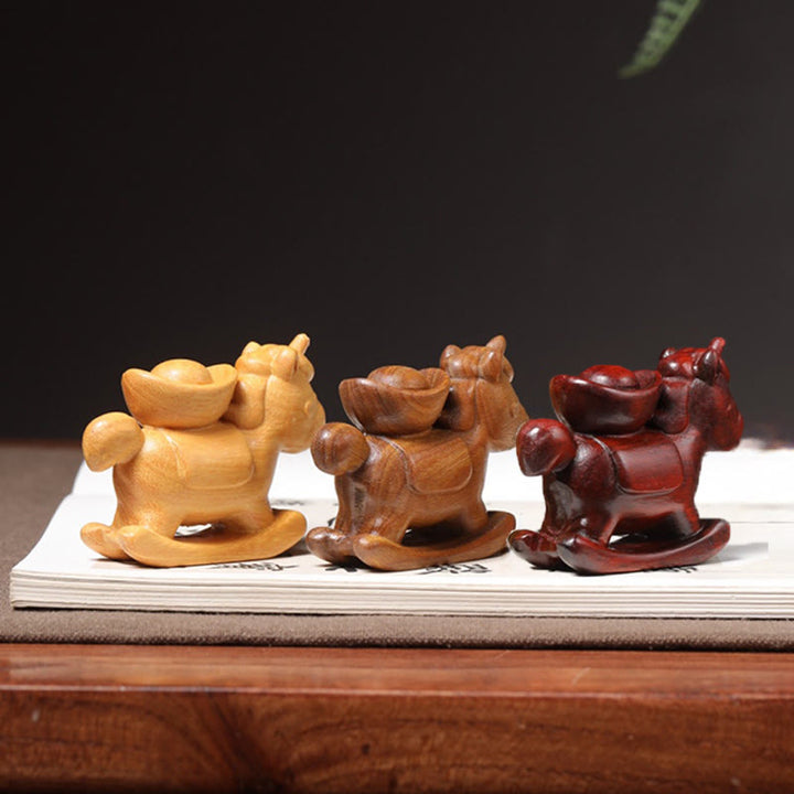 Buddha Stones Año del Caballo Sándalo Verde Sándalo Rojo Madera de Tilo Lingote Tallado Decoración Positiva - image 7