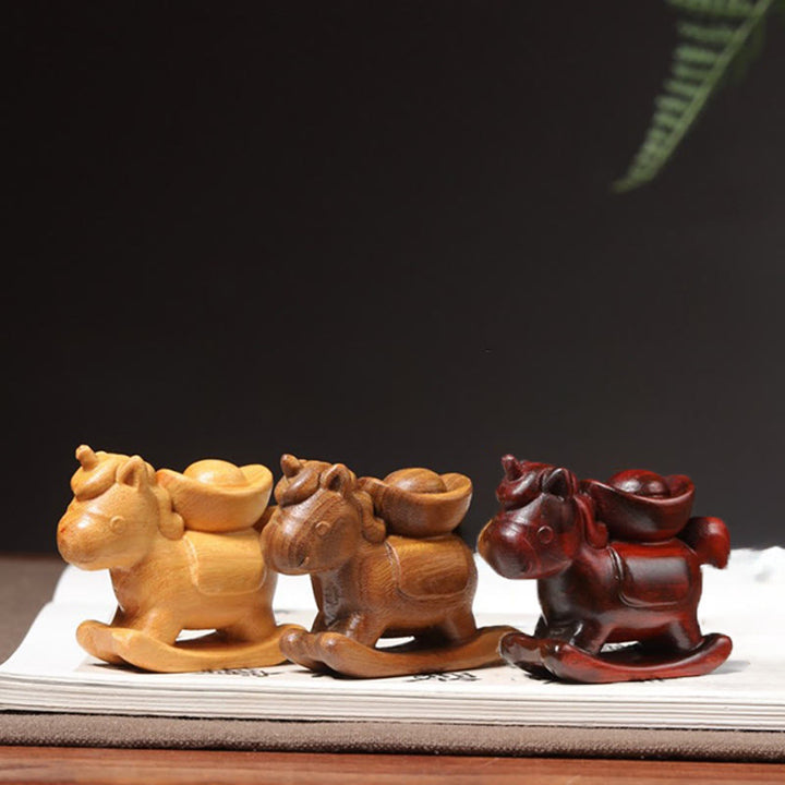 Buddha Stones Año del Caballo Sándalo Verde Sándalo Rojo Madera de Tilo Lingote Tallado Decoración Positiva - image 6