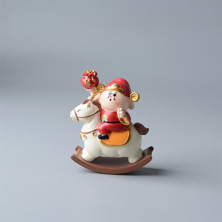 Buddha Stones, Año del Caballo, Dios de la Riqueza, Bolsa de Dinero, Éxito, Prosperidad, Decoración de Escritorio - Caballo blanco y dios de la riqueza (11 x 8,5 x 4,5 cm) - image 2