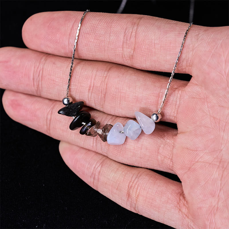 Collar con colgante de fuerza de cristal rosa, cuarzo fresa, granate, aguamarina y obsidiana negra de Buddha Stones - image 4