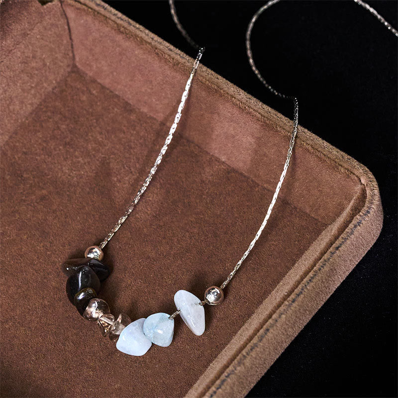 Collar con colgante de fuerza de cristal rosa, cuarzo fresa, granate, aguamarina y obsidiana negra de Buddha Stones - image 2