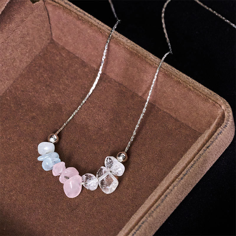 Collar con colgante de fuerza de cristal rosa, cuarzo fresa, granate, aguamarina y obsidiana negra de Buddha Stones - image 10