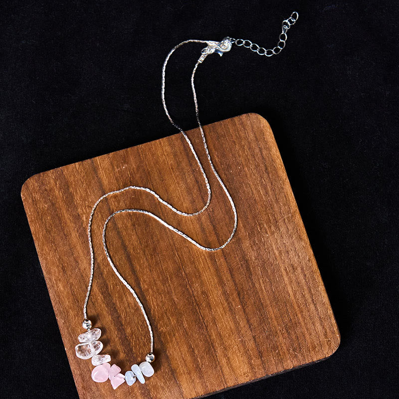 Collar con colgante de fuerza de cristal rosa, cuarzo fresa, granate, aguamarina y obsidiana negra de Buddha Stones - image 11