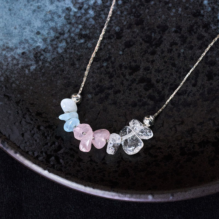 Collar con colgante de fuerza de cristal rosa, cuarzo fresa, granate, aguamarina y obsidiana negra de Buddha Stones - image 9