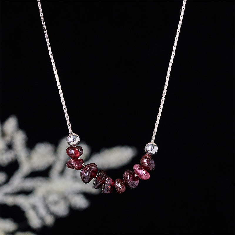 Collar con colgante de fuerza de cristal rosa, cuarzo fresa, granate, aguamarina y obsidiana negra de Buddha Stones - Granate - image 14