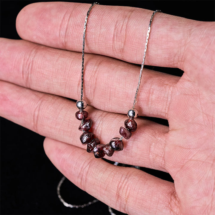 Collar con colgante de fuerza de cristal rosa, cuarzo fresa, granate, aguamarina y obsidiana negra de Buddha Stones - image 18