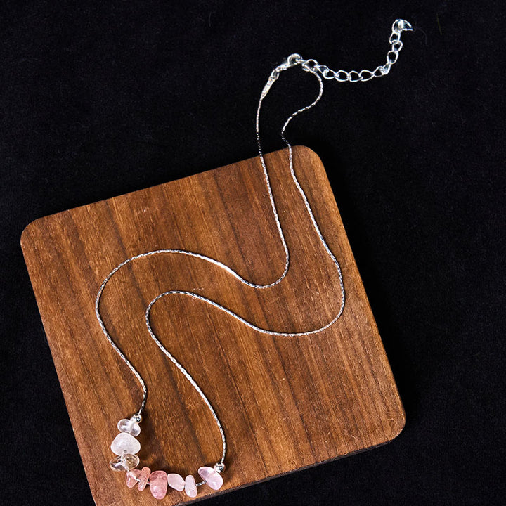 Collar con colgante de fuerza de cristal rosa, cuarzo fresa, granate, aguamarina y obsidiana negra de Buddha Stones - image 23