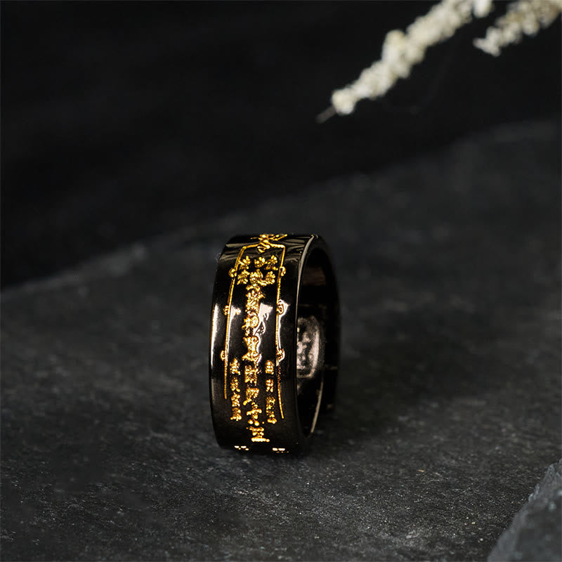 Anillo de equilibrio ajustable con palabras de cobre y Buddha Stones - Cobre negro (ajustable) - image 6