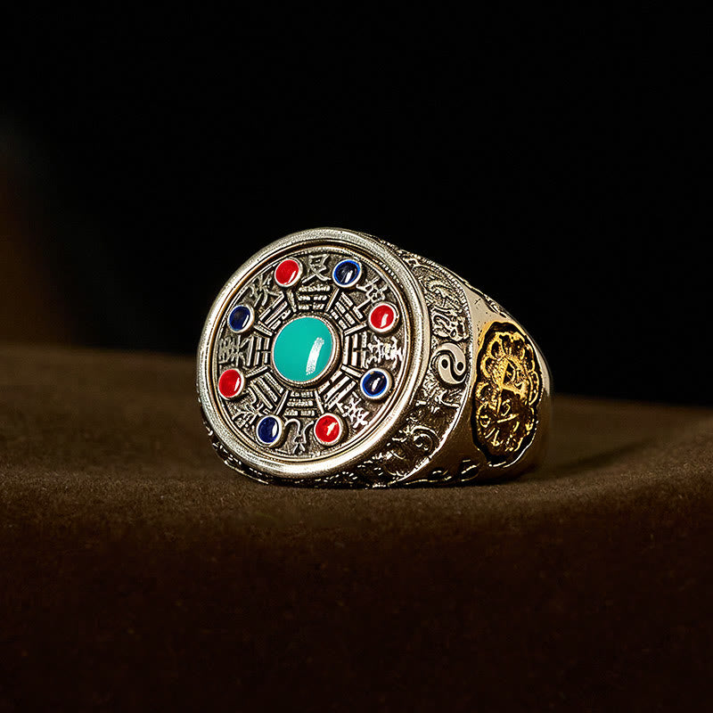 Anillo giratorio ajustable con monedas de cobre, Buddha Stones y Bagua. - Bagua de cobre (ajustable) - image 0