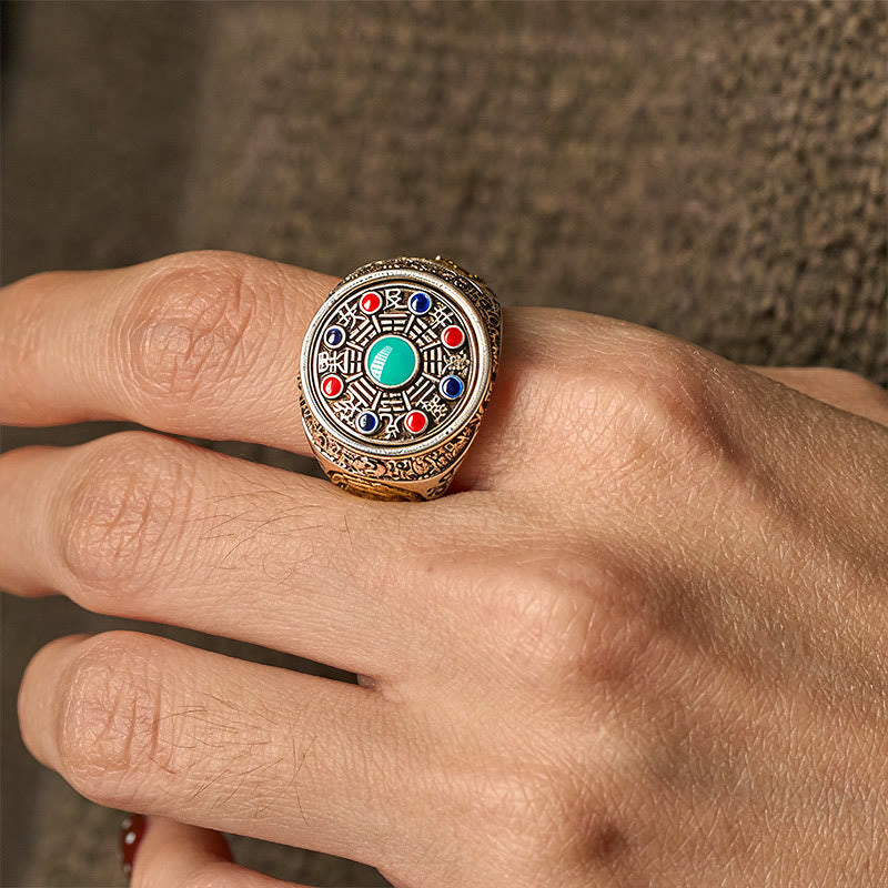 Anillo giratorio ajustable con monedas de cobre, Buddha Stones y Bagua. - image 4