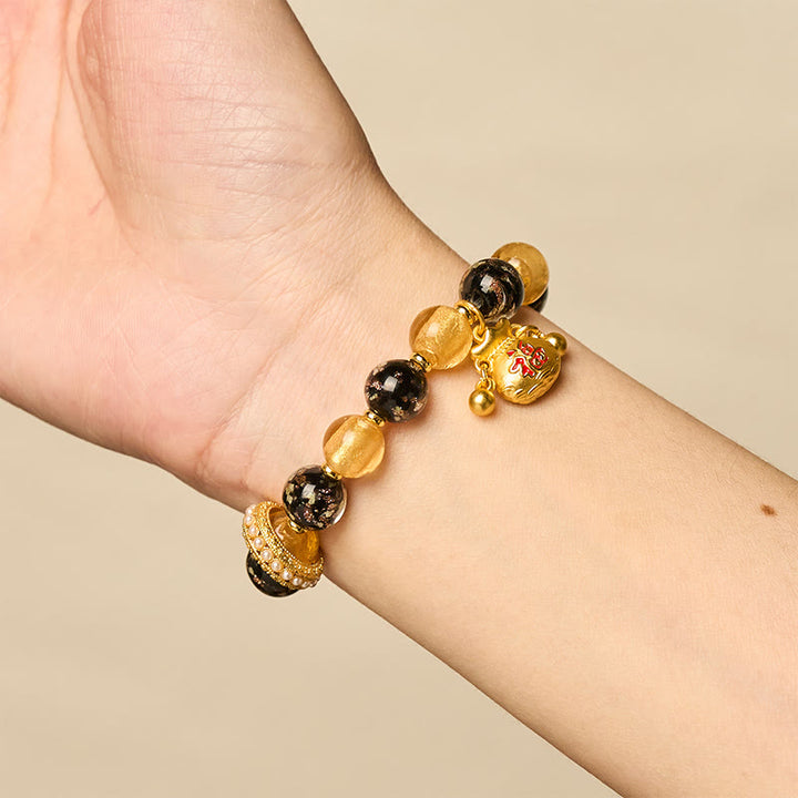 Pulsera de bendiciones de cristal Liuli con el personaje Fu de Buddha Stones - image 4