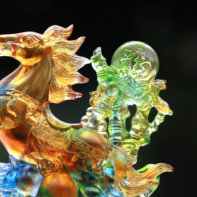 Buddha Stones del Año del Caballo, hechas a mano, con el personaje Fu del Caballo, pieza de arte de cristal Liuli, para la prosperidad, decoración del hogar y la oficina. - image 3