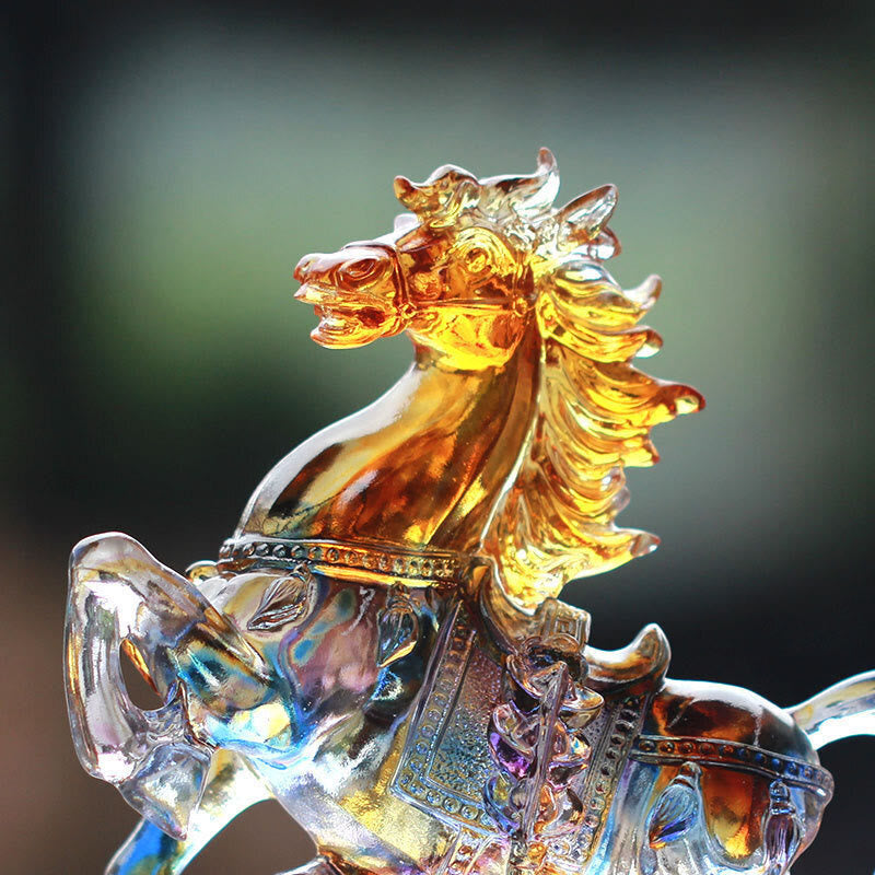 Buddha Stones talladas del Año del Caballo, Caballo Ruyi, Liuli, pieza de arte de cristal, prosperidad, decoración para el hogar y la oficina. - image 2