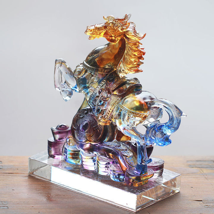 Buddha Stones talladas del Año del Caballo, Caballo Ruyi, Liuli, pieza de arte de cristal, prosperidad, decoración para el hogar y la oficina. - image 5