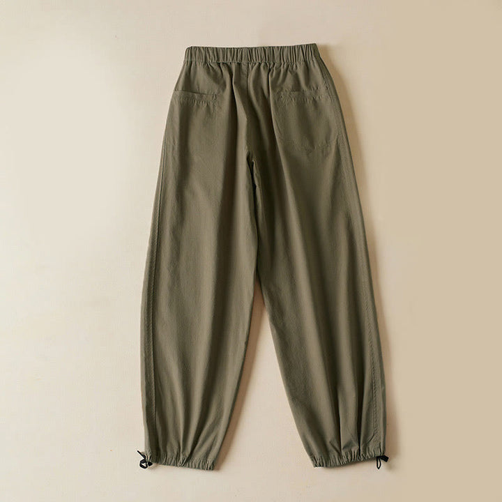 Pantalones cargo de algodón con bolsillos y cordón de otoño Buddha Stones para mujer, de 7-8 de largo - image 1