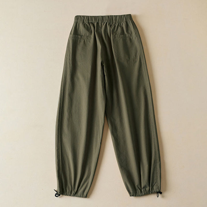 Pantalones cargo de algodón con bolsillos y cordón de otoño Buddha Stones para mujer, de 7-8 de largo - image 10