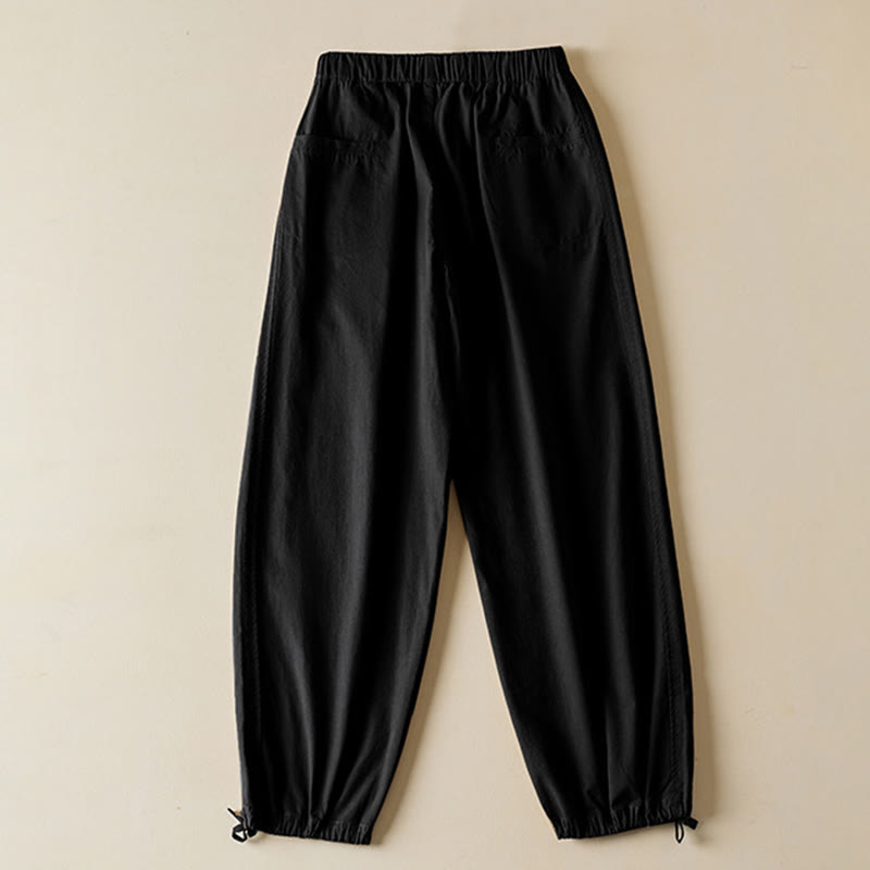 Pantalones cargo de algodón con bolsillos y cordón de otoño Buddha Stones para mujer, de 7-8 de largo - image 12