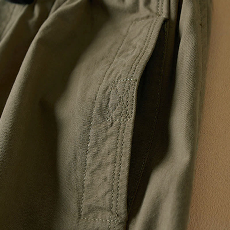 Pantalones cargo de algodón con bolsillos y cordón de otoño Buddha Stones para mujer, de 7-8 de largo - image 5