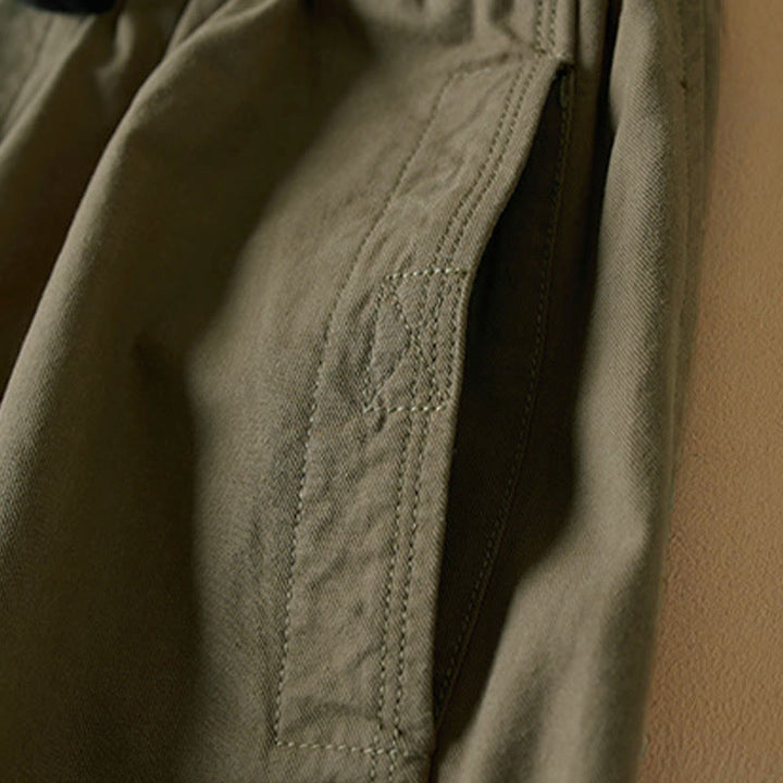 Pantalones cargo de algodón con bolsillos y cordón de otoño Buddha Stones para mujer, de 7-8 de largo - image 5