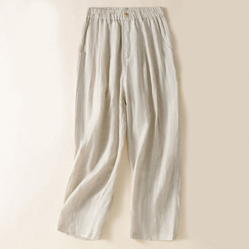 Pantalones de verano con botones y cremallera hasta el tobillo para mujer con bolsillos y Buddha Stones - Lino - US8-10，UK/AU12-14，EU40-42 (2XL) - image 33