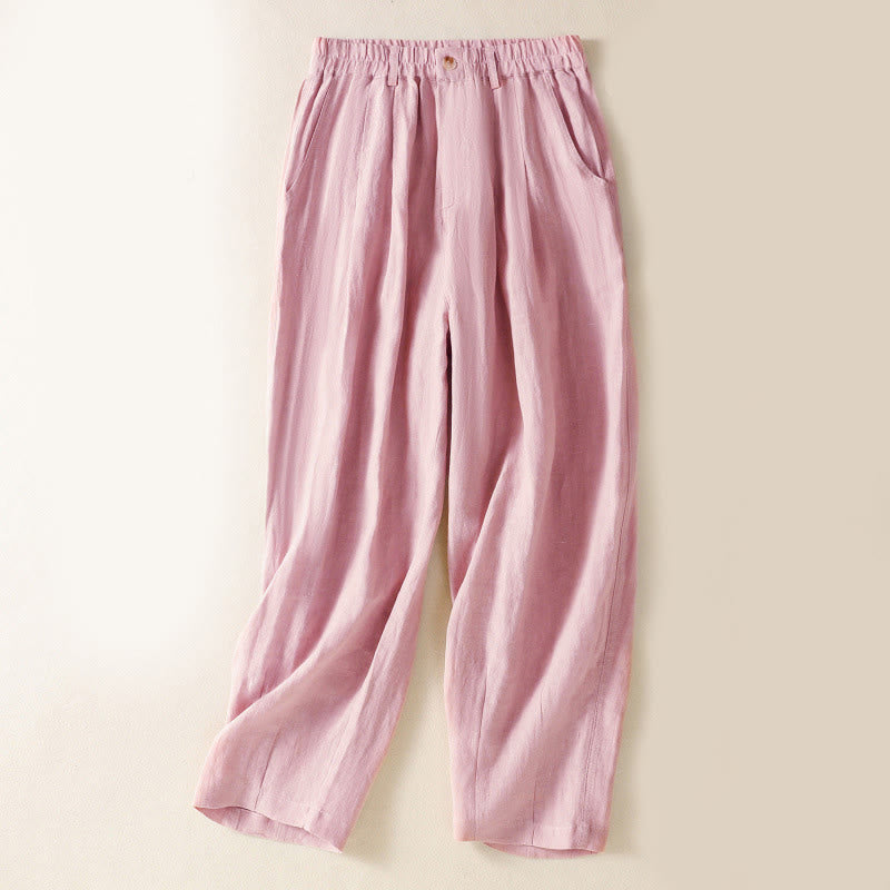 Pantalones de verano con botones y cremallera hasta el tobillo para mujer con bolsillos y Buddha Stones - Rosa claro - US8-10，UK/AU12-14，EU40-42 (2XL) - image 8