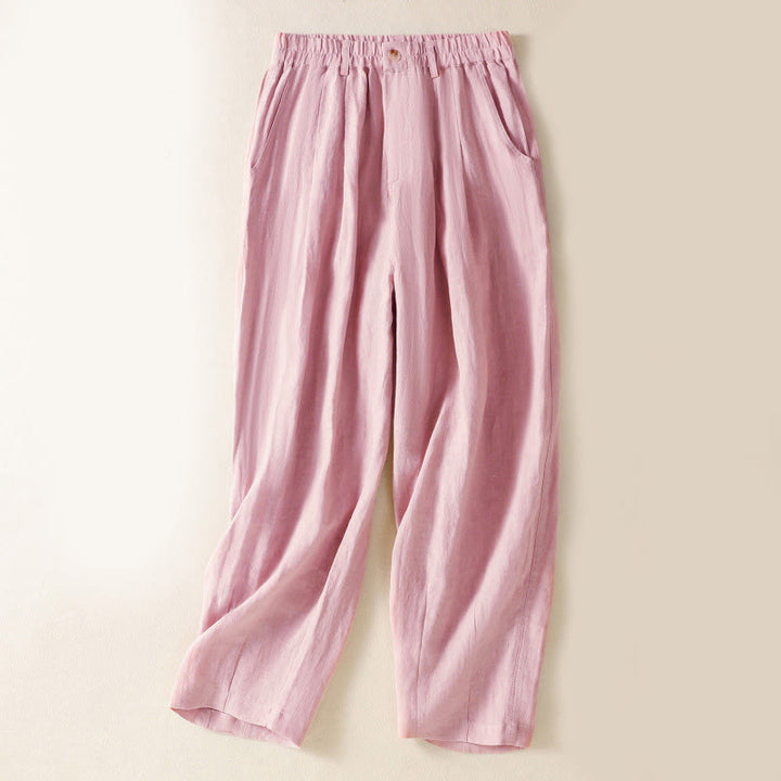 Pantalones de verano con botones y cremallera hasta el tobillo para mujer con bolsillos y Buddha Stones - Rosa claro - US8-10，UK/AU12-14，EU40-42 (2XL) - image 8