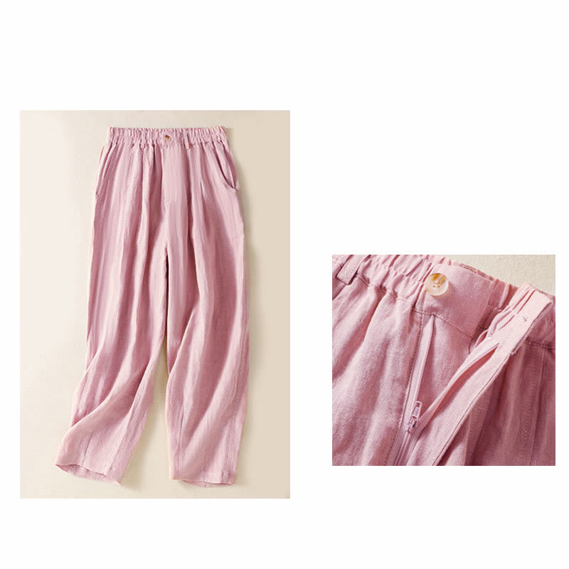 Pantalones de verano con botones y cremallera hasta el tobillo para mujer con bolsillos y Buddha Stones - image 18