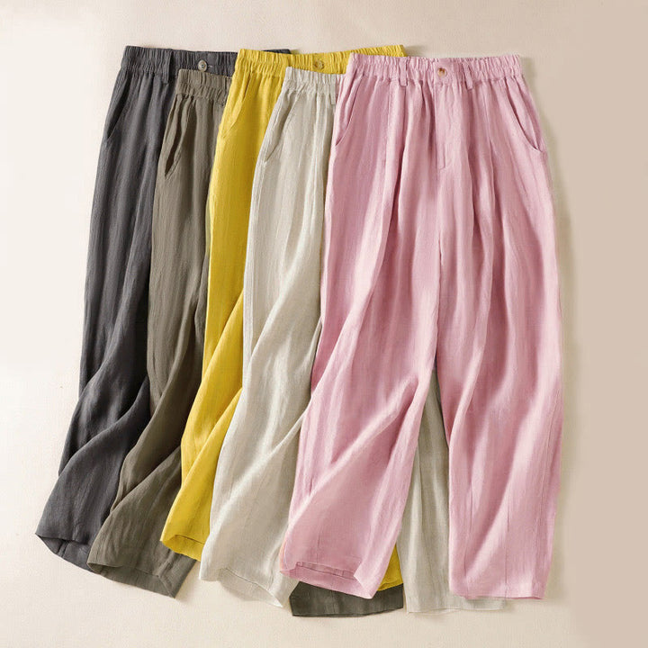 Pantalones de verano con botones y cremallera hasta el tobillo para mujer con bolsillos y Buddha Stones - image 0