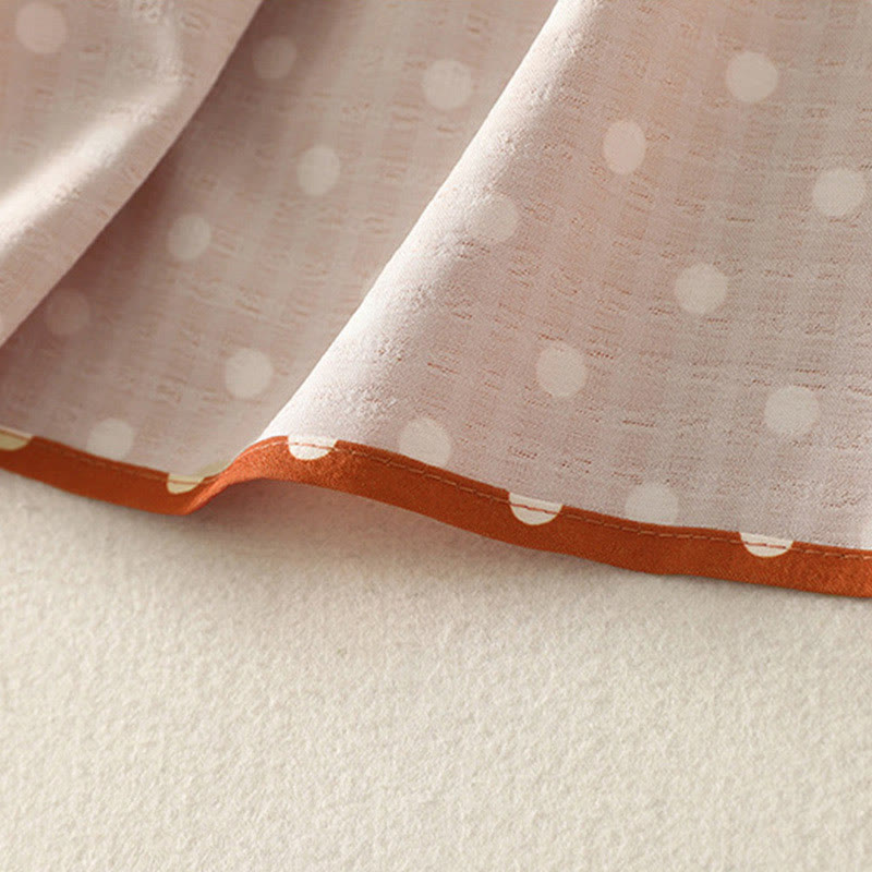 Vestido midi de algodón para mujer, con cuello redondo, manga larga y diseño de lunares otoñales y Buddha Stones - image 7