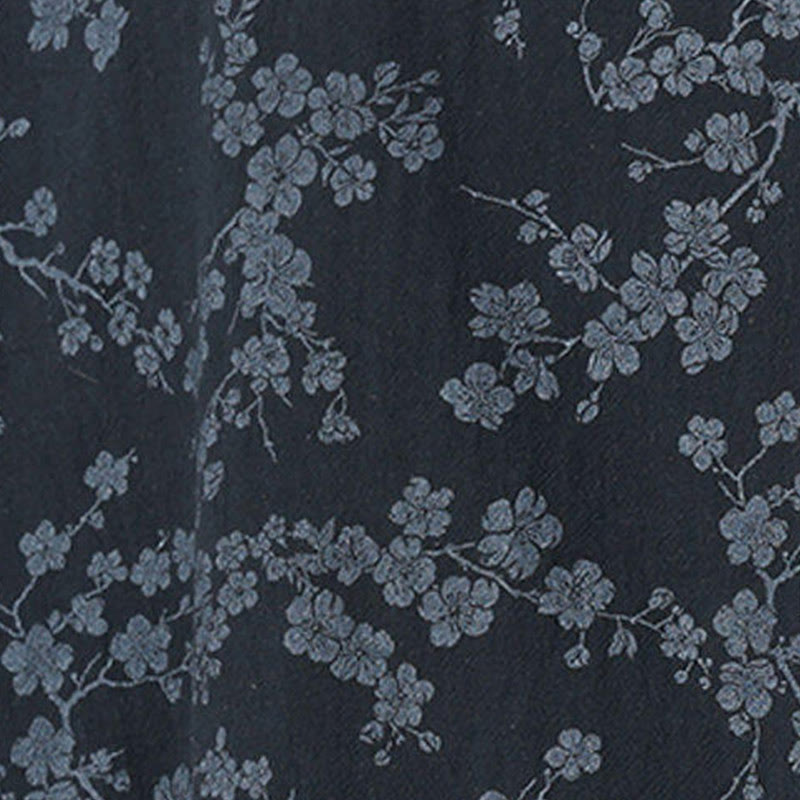 Camisa de lino y algodón de manga corta para hombre con estampado de flores de durazno de verano y Buddha Stones , con botones de rana china - image 8