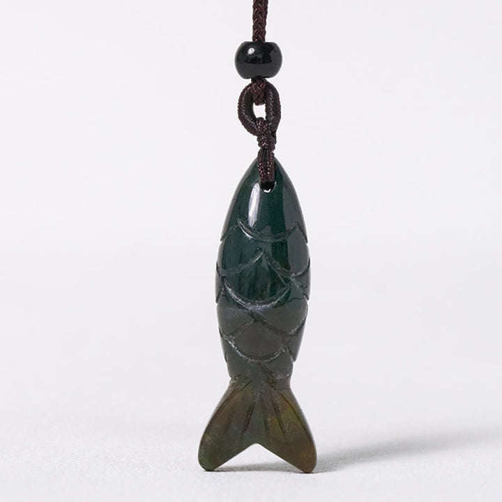 Collar con colgante de Buddha Stones tallada con pez koi, cristal rosa, ágata india, amatista, calidez y prosperidad. - image 8