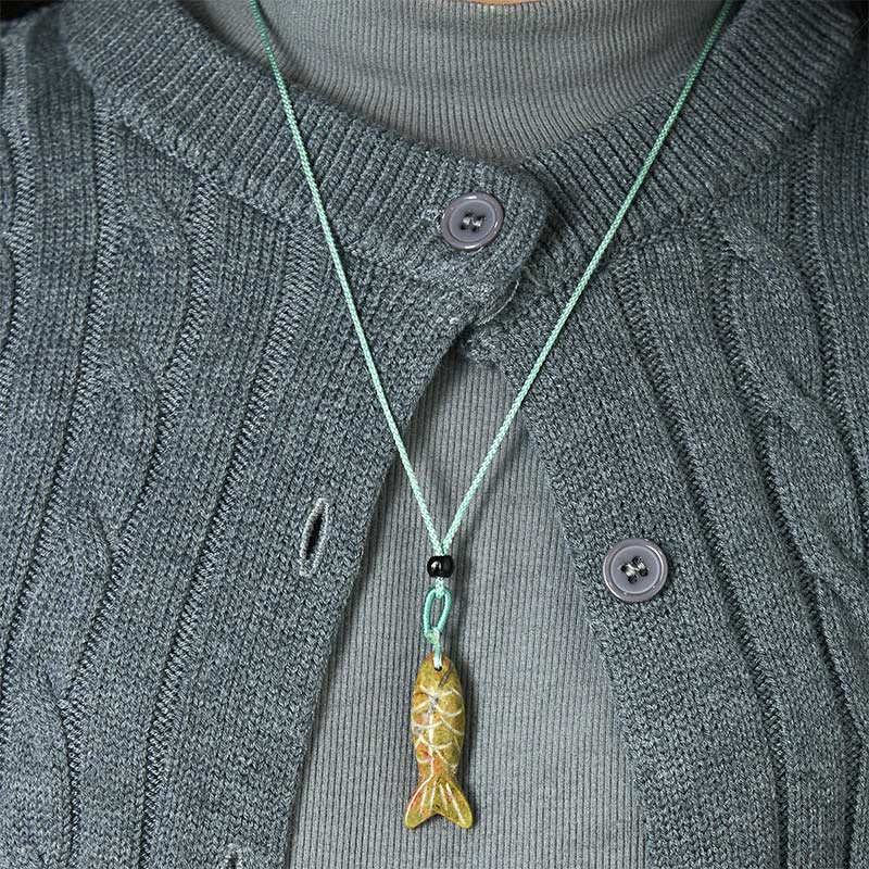 Collar con colgante de Buddha Stones tallada con pez koi, cristal rosa, ágata india, amatista, calidez y prosperidad. - image 61