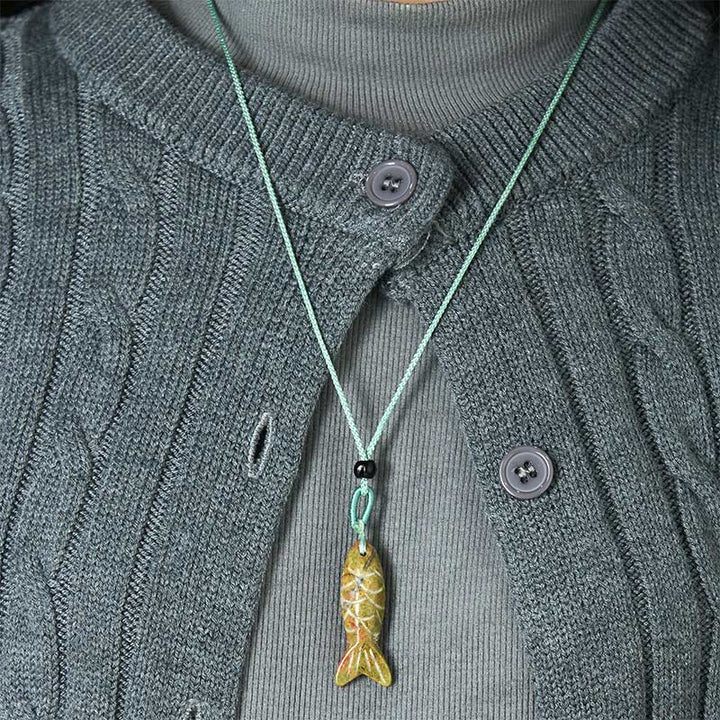 Collar con colgante de Buddha Stones tallada con pez koi, cristal rosa, ágata india, amatista, calidez y prosperidad. - image 61