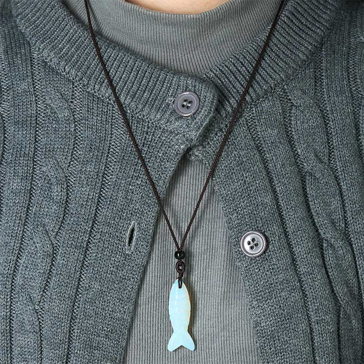 Collar con colgante de Buddha Stones tallada con pez koi, cristal rosa, ágata india, amatista, calidez y prosperidad. - image 56