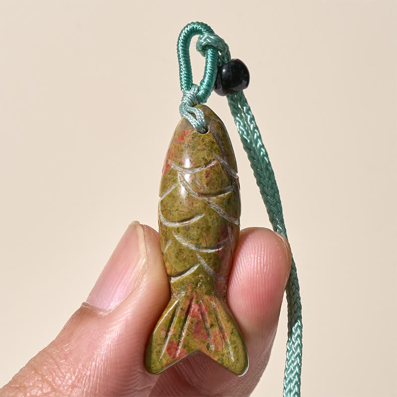 Collar con colgante de Buddha Stones tallada con pez koi, cristal rosa, ágata india, amatista, calidez y prosperidad. - image 60