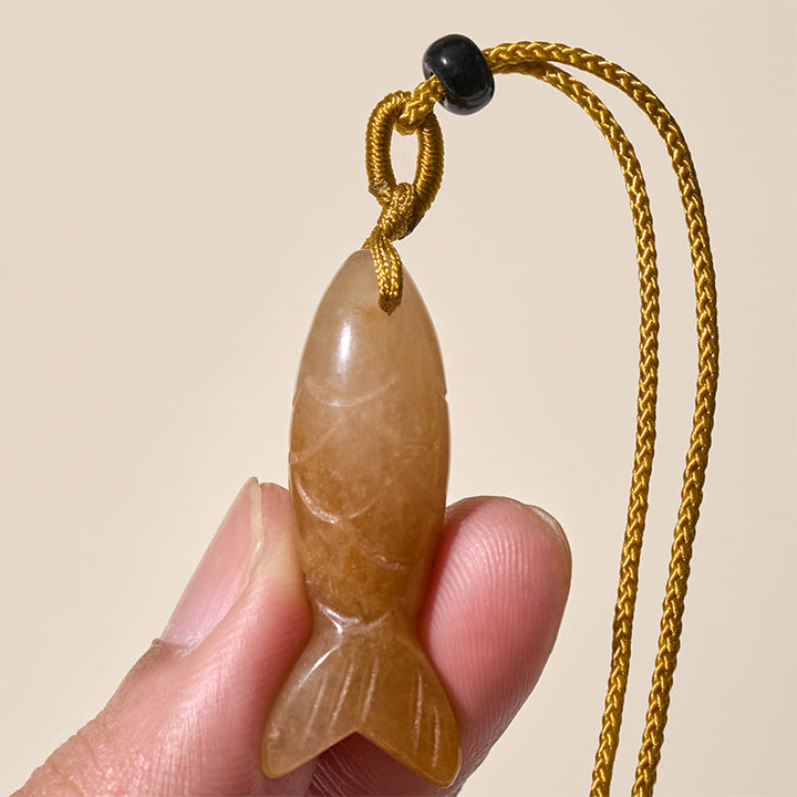 Collar con colgante de Buddha Stones tallada con pez koi, cristal rosa, ágata india, amatista, calidez y prosperidad. - image 19