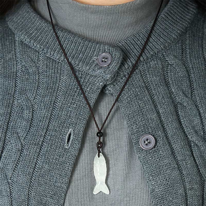 Collar con colgante de Buddha Stones tallada con pez koi, cristal rosa, ágata india, amatista, calidez y prosperidad. - image 51