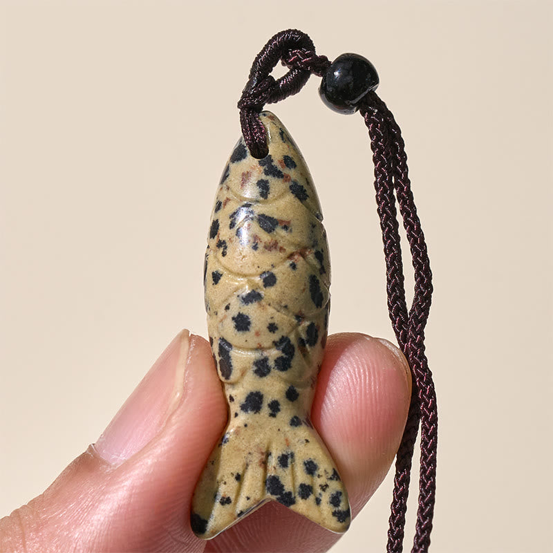 Collar con colgante de Buddha Stones tallada con pez koi, cristal rosa, ágata india, amatista, calidez y prosperidad. - image 35