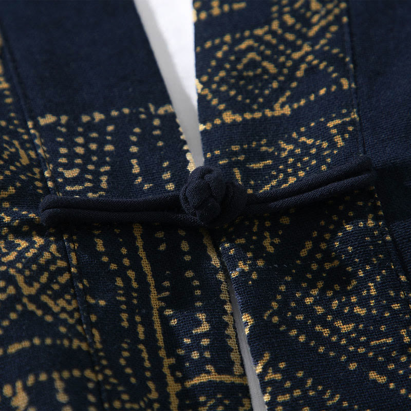 Chaqueta tipo kimono de algodón para hombre, con diseño geométrico de Buddha Stones , rayas y mariposas, de media manga y frente abierto. - image 5