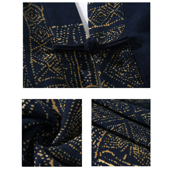 Chaqueta tipo kimono de algodón para hombre, con diseño geométrico de Buddha Stones , rayas y mariposas, de media manga y frente abierto. - image 10