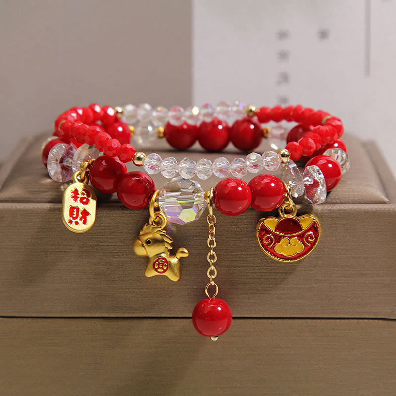 Pulsera de la prosperidad con lingotes del Año del Caballo y Buddha Stones - 2 lingotes de riqueza para caballos (circunferencia de la muñeca: 14-15 cm) - image 4