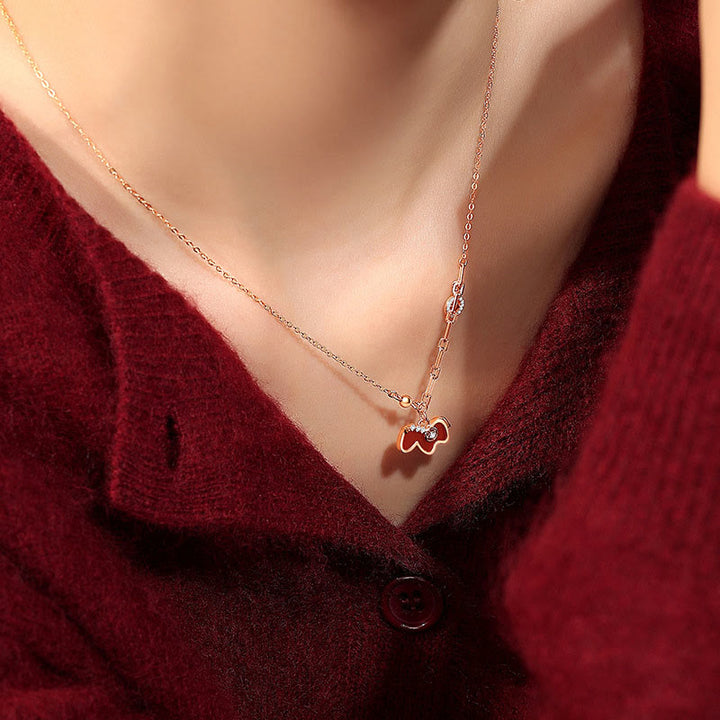 Collar con colgante de confianza de plata de ley 925 con Buddha Stones y ágata roja del Año del Caballo - image 4