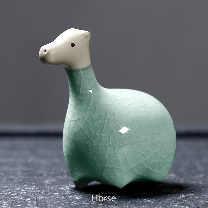 Buddha Stones con diseño del zodíaco chino, cerámica, té, mascota, decoración del hogar - Caballo caqui 6,7 x 6,8 cm - image 10