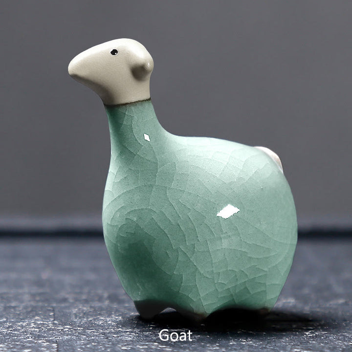 Buddha Stones con diseño del zodíaco chino, cerámica, té, mascota, decoración del hogar - Cabra caqui 6,7*6,8 cm - image 12