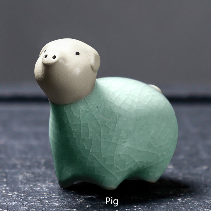Buddha Stones con diseño del zodíaco chino, cerámica, té, mascota, decoración del hogar - Cerdo caqui 6,1 x 5,6 cm - image 16