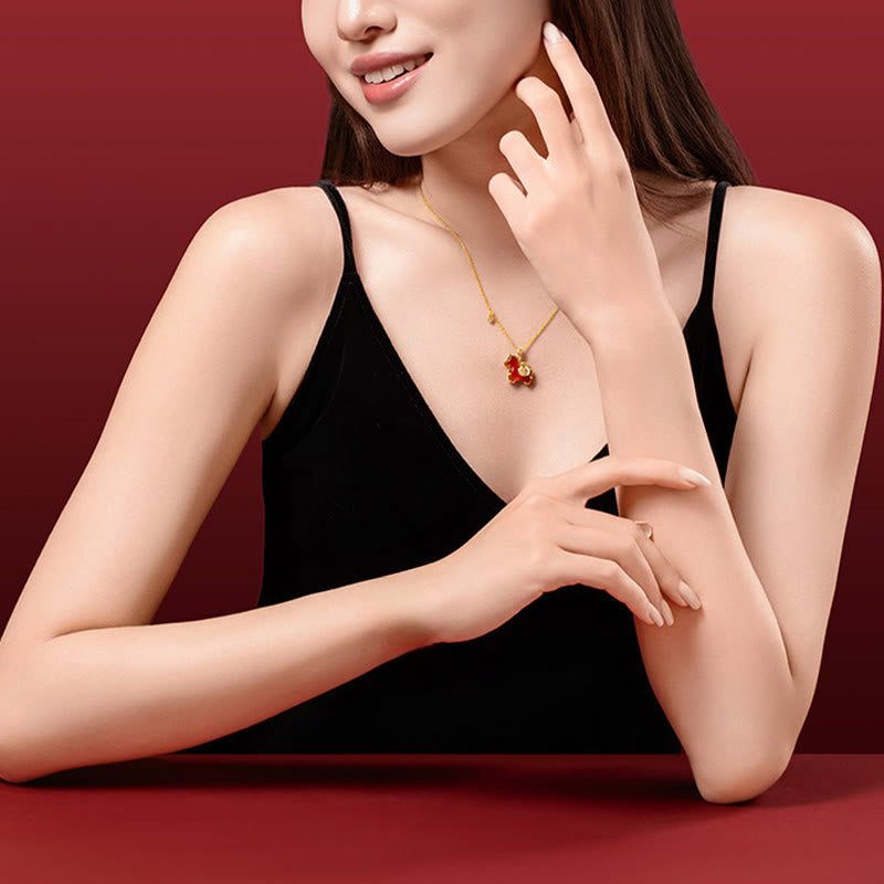 Collar con colgante de confianza con Buddha Stones, ágata roja y carácter Fu del Año del Caballo - image 7