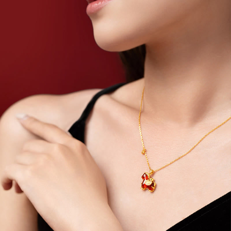 Collar con colgante de confianza con Buddha Stones, ágata roja y carácter Fu del Año del Caballo - image 3