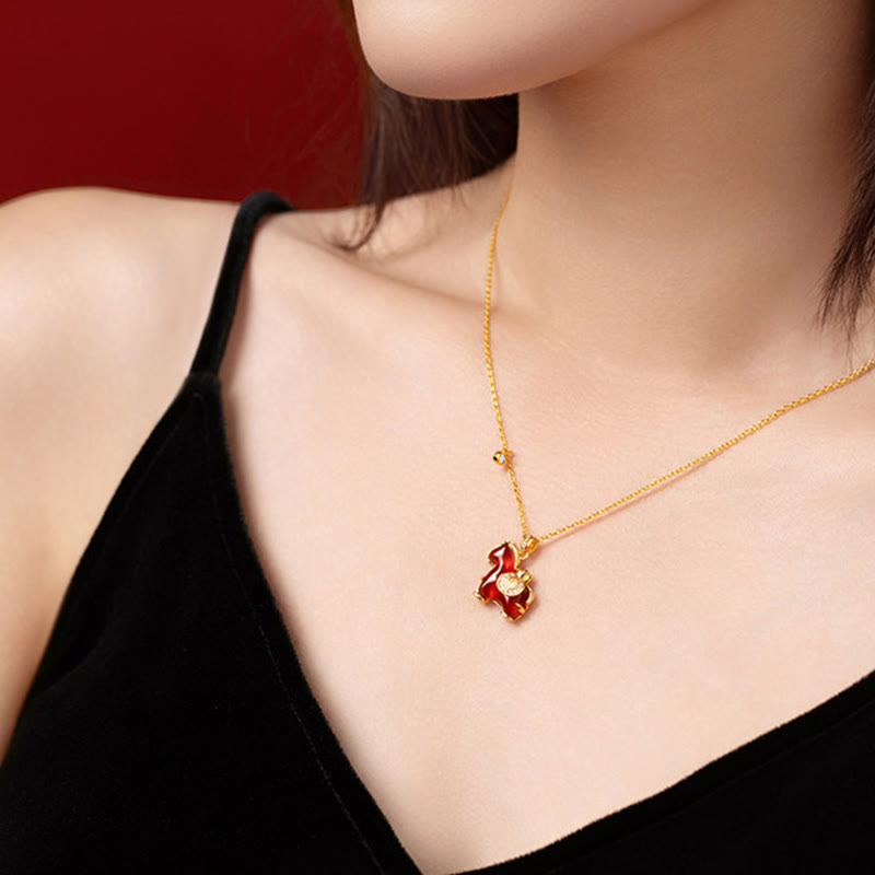 Collar con colgante de confianza con Buddha Stones, ágata roja y carácter Fu del Año del Caballo - image 2